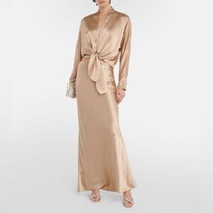 THE SEI Silk Satin Maxi Skirt in Neutrals
